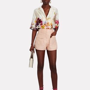 Alexis Louze Linen Shorts Front Pockets in Pink Women's Size XS NWT